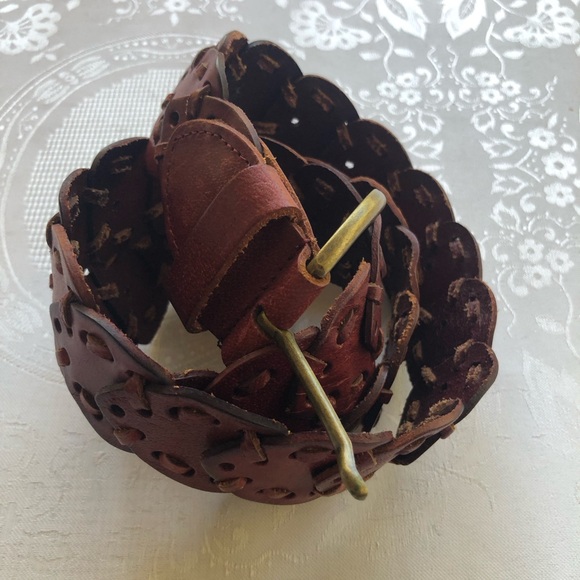 Retro Vintage Mahogany￼ Genuine Leather Brass Western Style Belt Women’s Size L - Picture 16 of 16